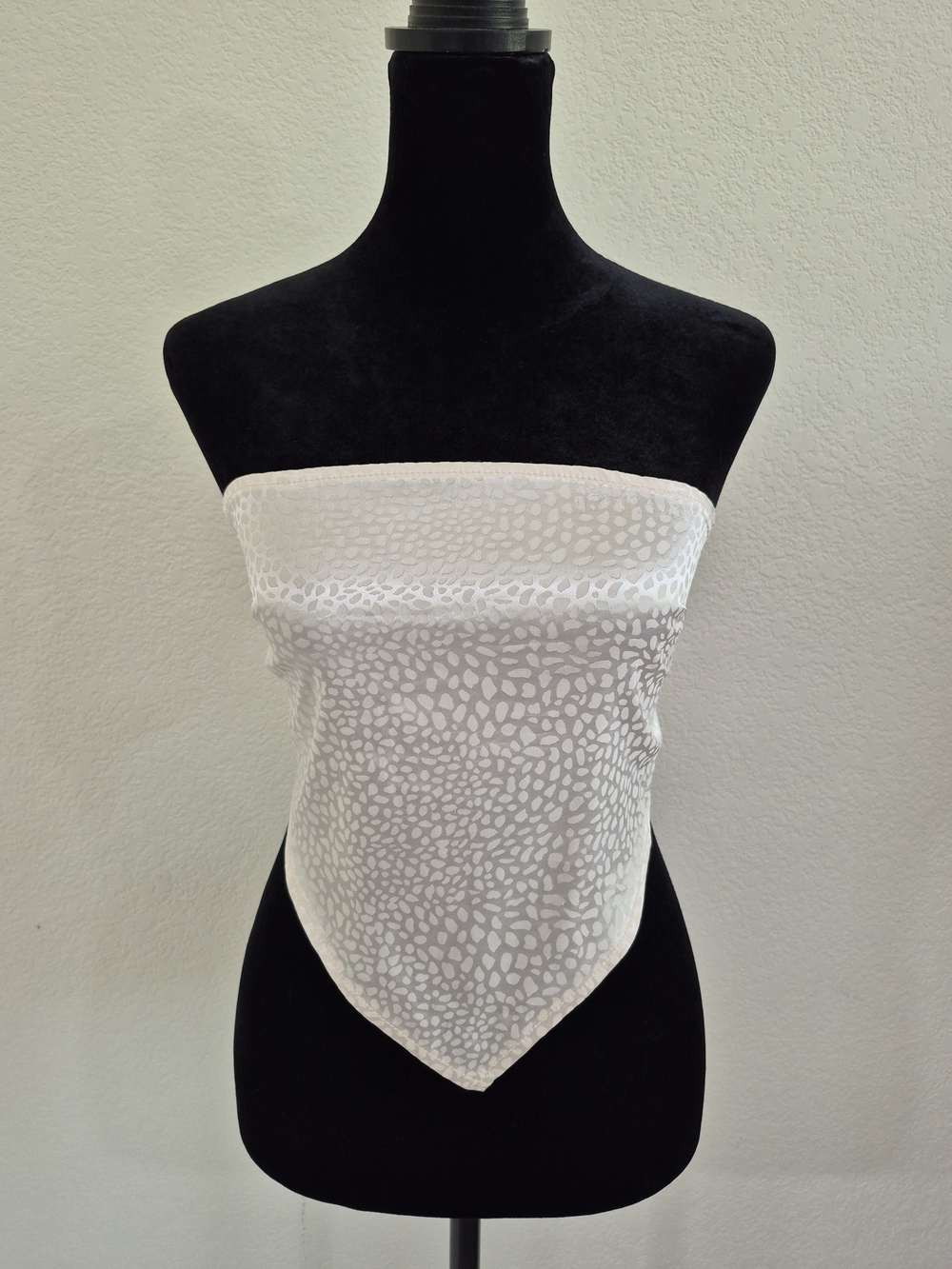 Satin Animal-Print Bandana Tube Top - Ivory